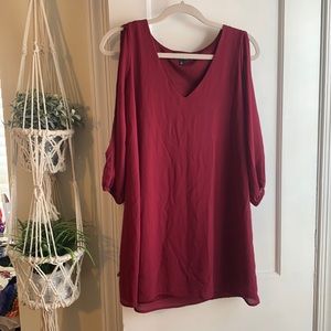 Lulus Maroon Open Shoulder Dress